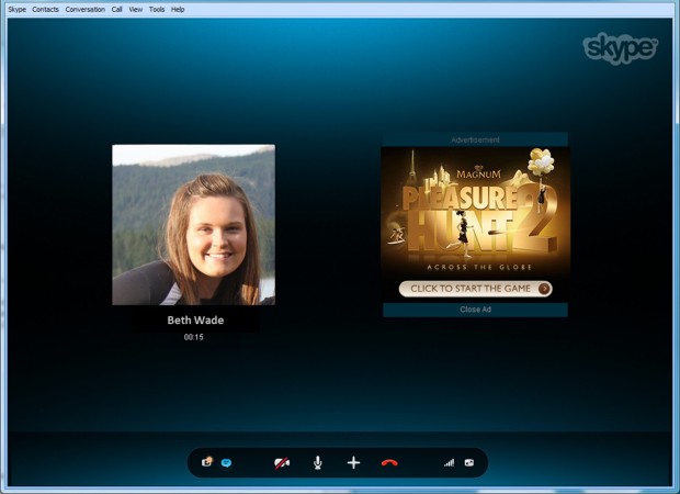 Skypes neue Conversation Ads bekommen nur nichtzahlende Nutzer zu sehen. (Bild: Skype)